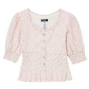 🔥 TRUCE | White and Pink Polka Dot Blouse